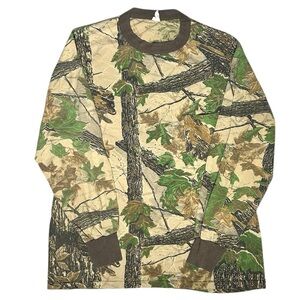 Vintage Camouflage Camp Gear Outdoor Long Sleeve Shirt XL Made in USA